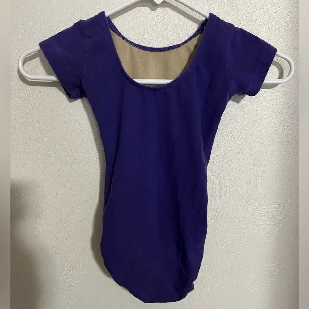 EUROTARD Classic‎ Short Sleeve Fully Lined Leotard in Grape Purple Girl's Size S